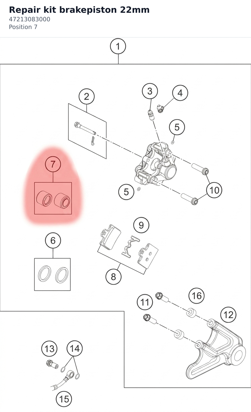 Diagram preview: Repair kit brakepiston 22mm (47213083000)