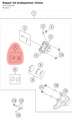 Diagram preview: Repair kit brakepiston 22mm (47213083000)