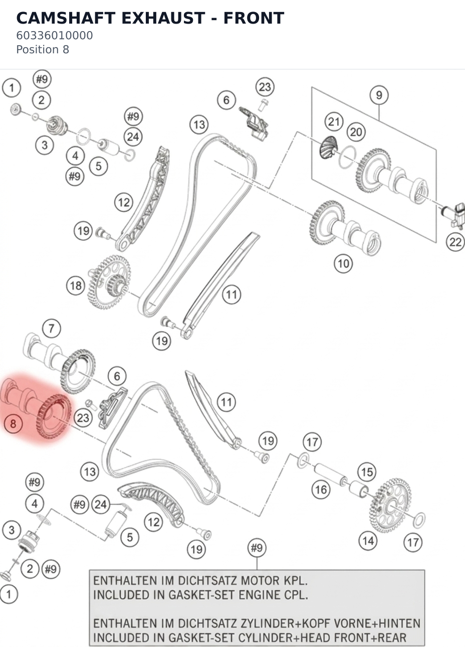 Diagram preview: CAMSHAFT EXHAUST - FRONT (60336010000)