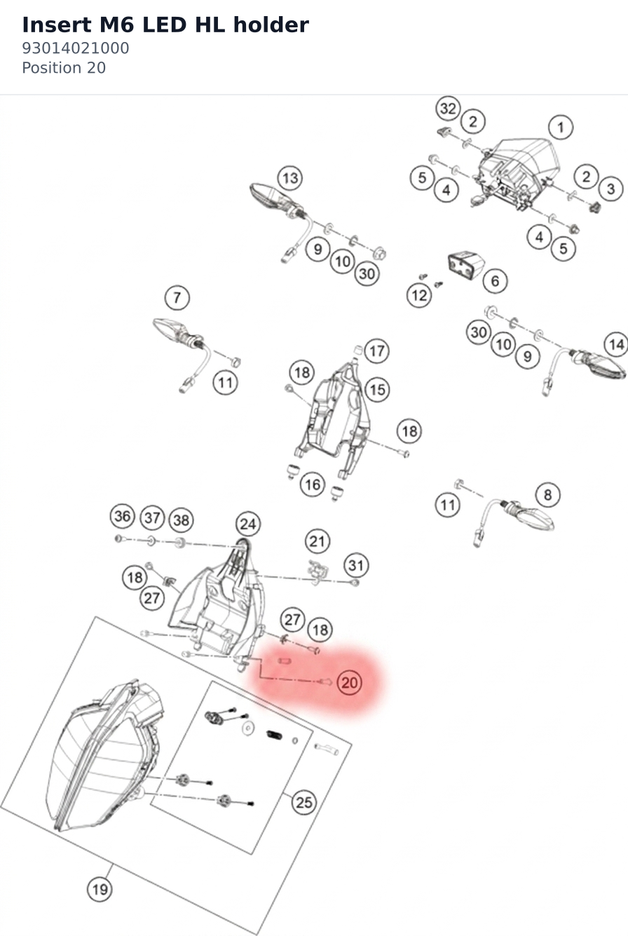 Diagram preview: Insert M6 LED HL holder (93014021000)