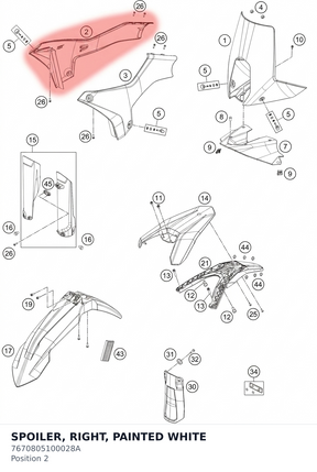 Diagram preview: SPOILER, RIGHT, PAINTED WHITE (7670805100028A)