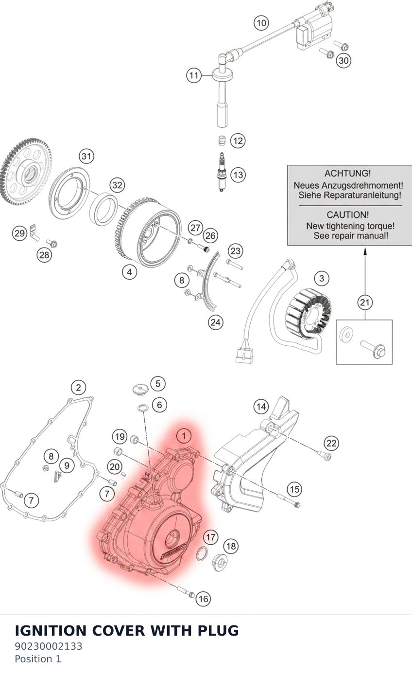 Diagram preview: IGNITION COVER WITH PLUG (90230002133)