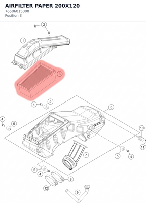 Diagram preview: AIRFILTER PAPER 200X120 (76506015000)