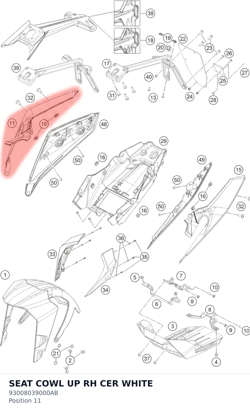 Diagram preview: SEAT COWL UP RH CER WHITE (93008039000AB)