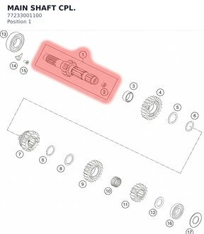 Diagram preview: MAIN SHAFT CPL. (77233001100)