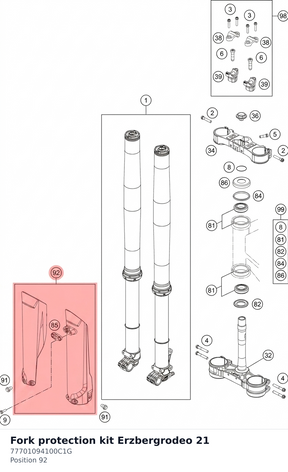 Diagram preview: Fork protection kit Erzbergrodeo 21 (77701094100C1G)