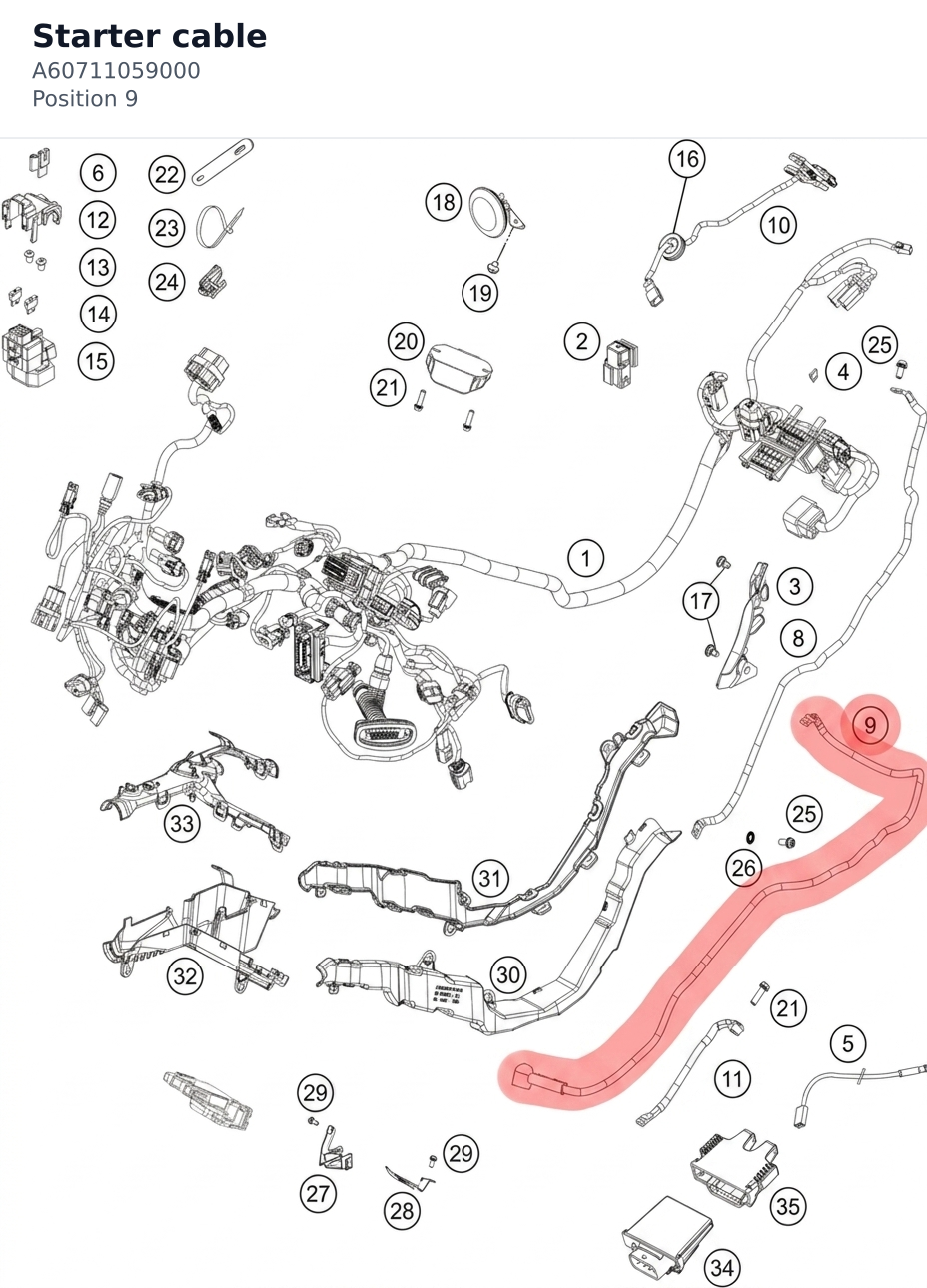 Diagram preview: Starter cable (A60711059000)