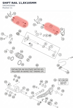 Diagram preview: SHIFT RAIL 11,8X105MM (59034020000)
