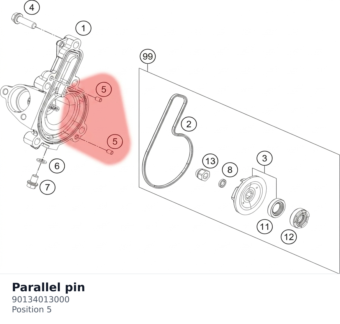 Diagram preview: Parallel pin (90134013000)