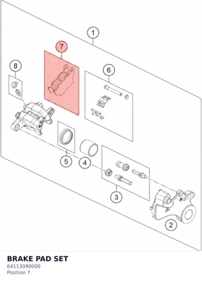 Diagram preview: BRAKE PAD SET (64113090000)