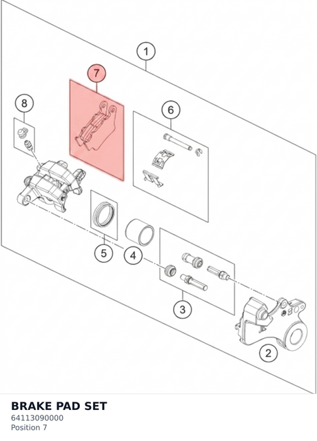 Diagram preview: BRAKE PAD SET (64113090000)