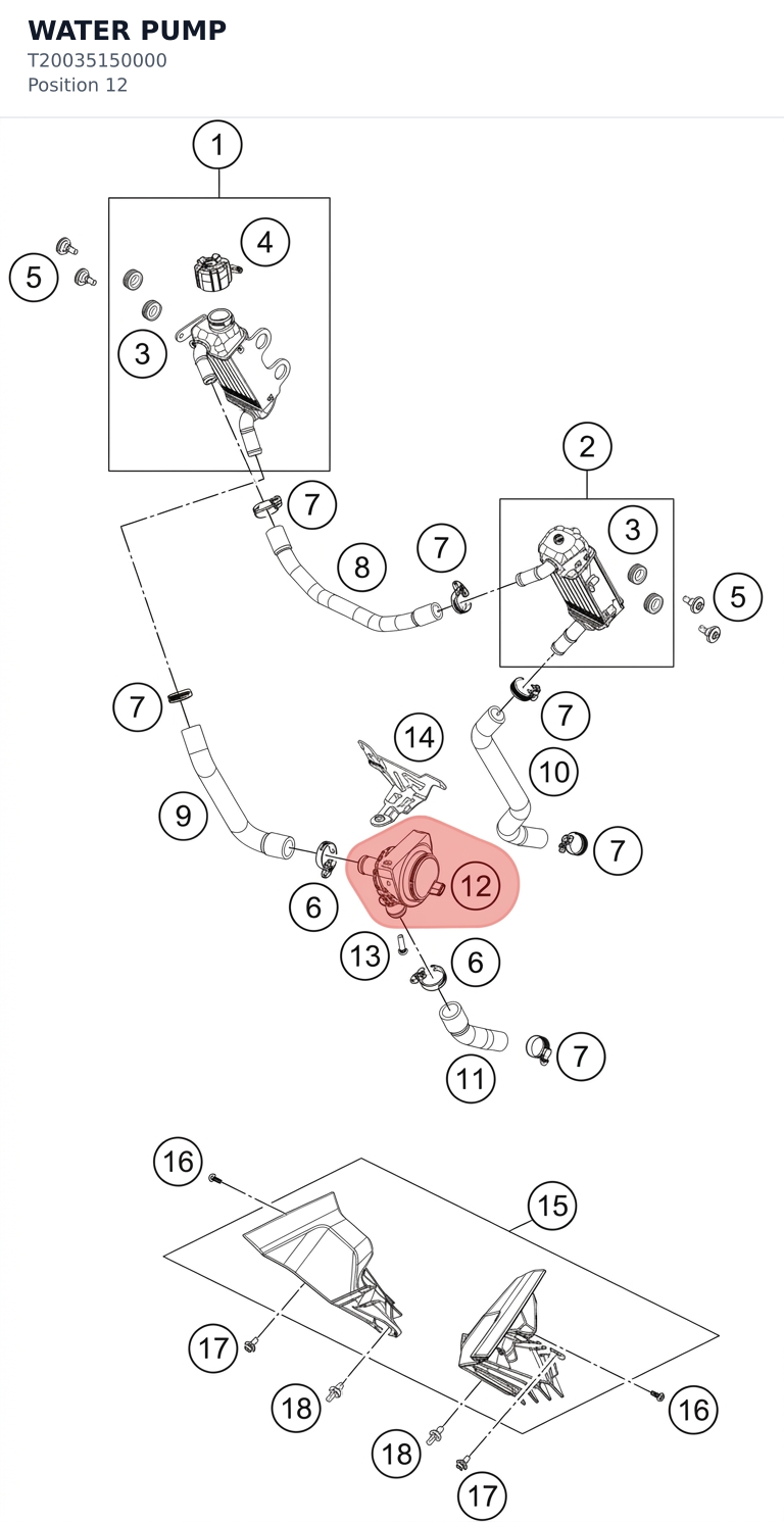 Diagram preview: WATER PUMP (T20035150000)