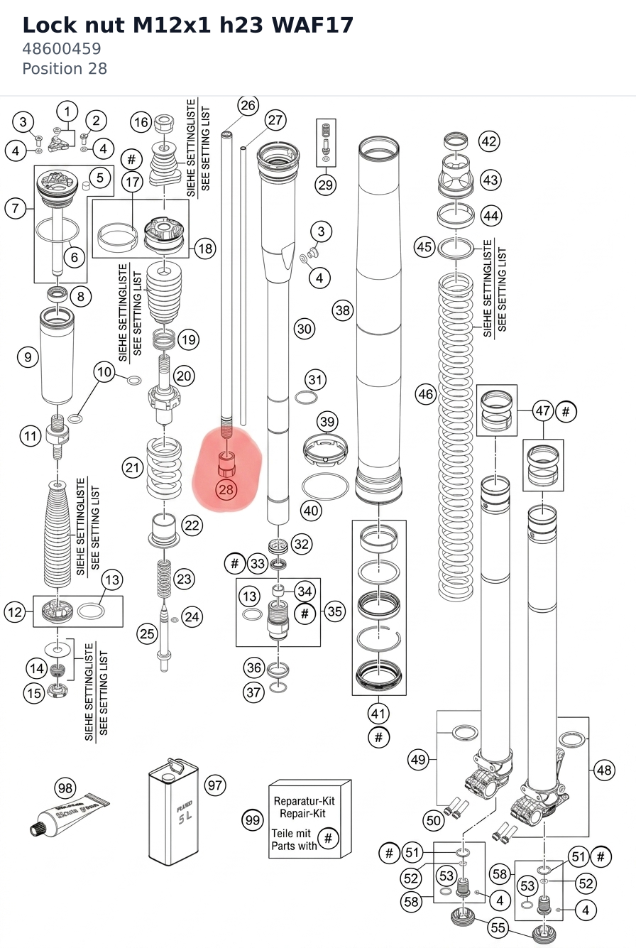 Diagram preview: Lock nut M12x1 h23 WAF17 (48600459)