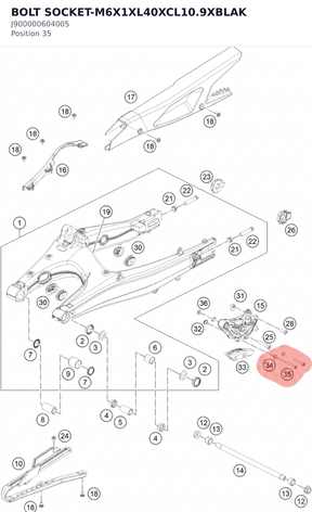 Diagram preview: BOLT SOCKET-M6X1XL40XCL10.9XBLAK (J900000604005)