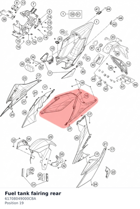 Diagram preview: Fuel tank fairing rear (61708049000CBA)