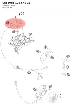 Diagram preview: CDI UNIT 125 SXS     15 (50339231000)