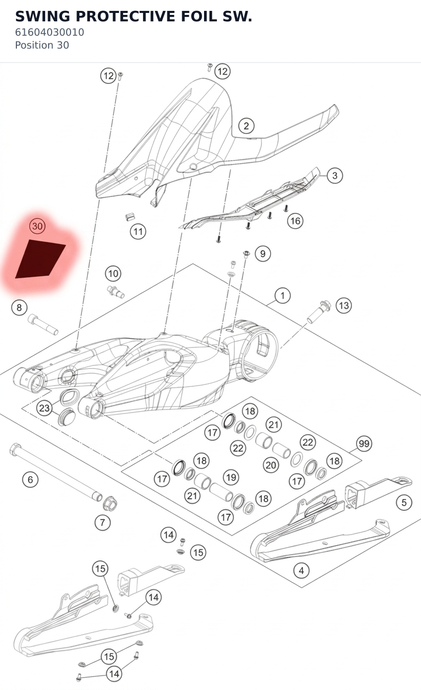 Diagram preview: SWING PROTECTIVE FOIL SW. (61604030010)
