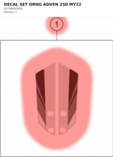 Diagram preview: DECAL SET ORNG ADVEN 250 MY22 (95708093000)