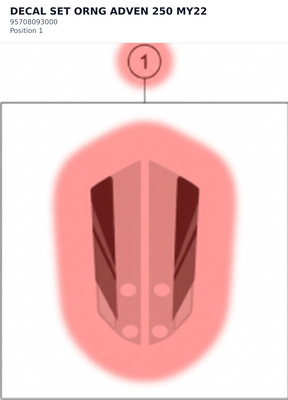 Diagram preview: DECAL SET ORNG ADVEN 250 MY22 (95708093000)