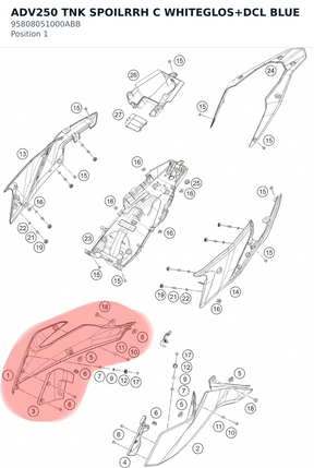 Diagram preview: ADV250 TNK SPOILRRH C WHITEGLOS+DCL BLUE (95808051000ABB)