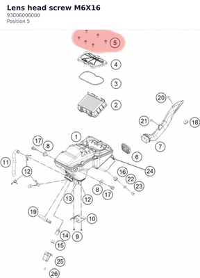 Diagram preview: Lens head screw  M6X16 (93006006000)