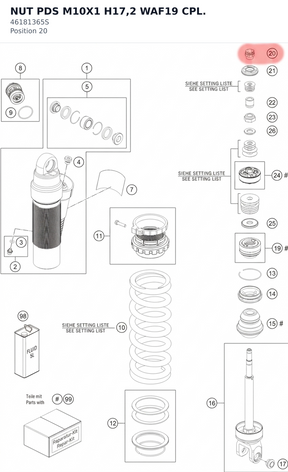 Diagram preview: NUT PDS M10X1 H17,2 WAF19 CPL. (46181365S)