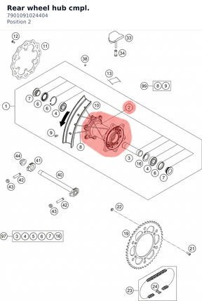 Diagram preview: Rear wheel hub cmpl. (7901091024404)