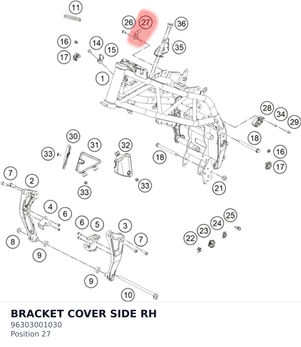 Diagram preview: BRACKET COVER SIDE RH (96303001030)