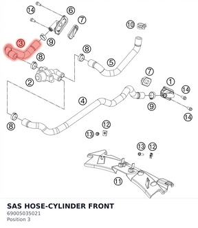 Diagram preview: SAS HOSE-CYLINDER FRONT (69005035021)