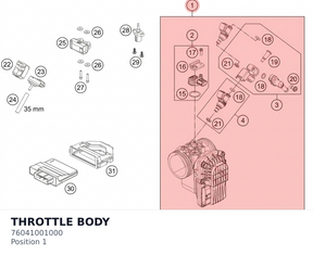 Diagram preview: THROTTLE BODY (76041001000)