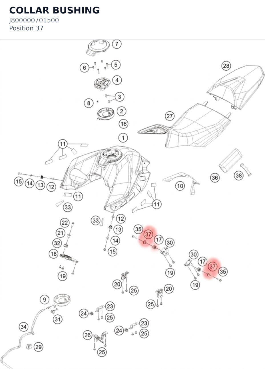 Diagram preview: COLLAR BUSHING (J800000701500)