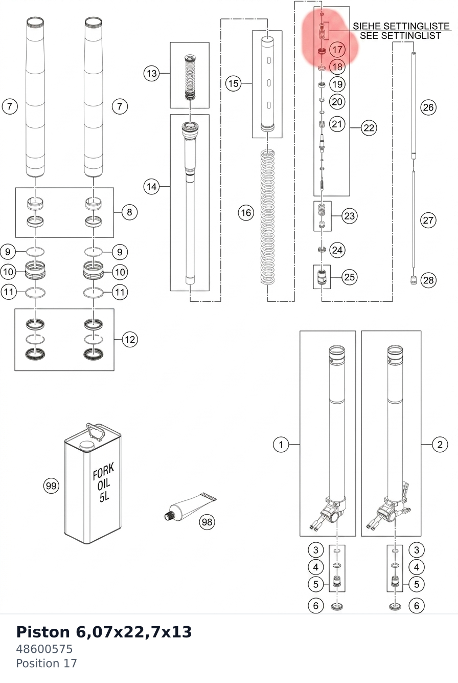 Diagram preview: Piston 6,07x22,7x13 (48600575)