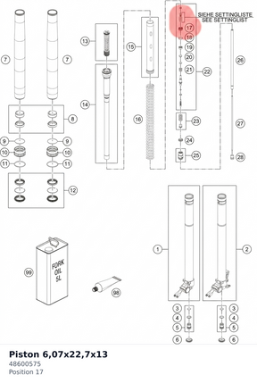Diagram preview: Piston 6,07x22,7x13 (48600575)
