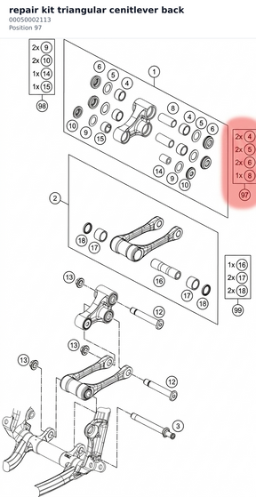 Diagram preview: repair kit triangular cenitlever back (00050002113)