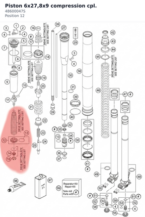 Diagram preview: Piston 6x27,8x9 compression cpl. (48600047S)