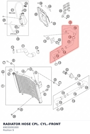 Diagram preview: RADIATOR HOSE CPL. CYL.-FRONT (69035091000)