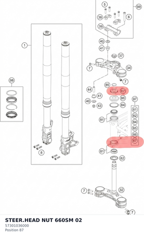 Diagram preview: STEER.HEAD NUT 660SM        02 (57301036000)