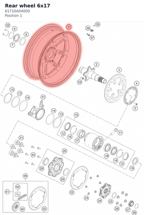Diagram preview: Rear wheel 6x17 (61710A04000)