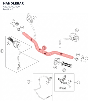 Diagram preview: HANDLEBAR (A60302001000)