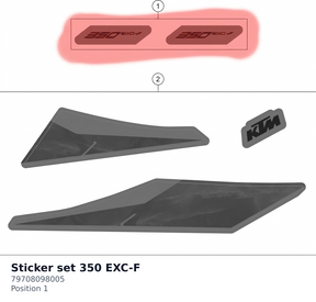 Diagram preview: Sticker set 350 EXC-F (79708098005)