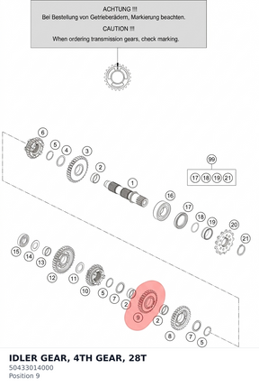 Diagram preview: IDLER GEAR, 4TH GEAR, 28T (50433014000)