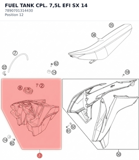 Diagram preview: FUEL TANK CPL. 7,5L EFI SX 14 (7890701314430)