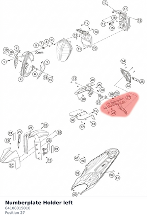 Diagram preview: Numberplate Holder left (64108015010)