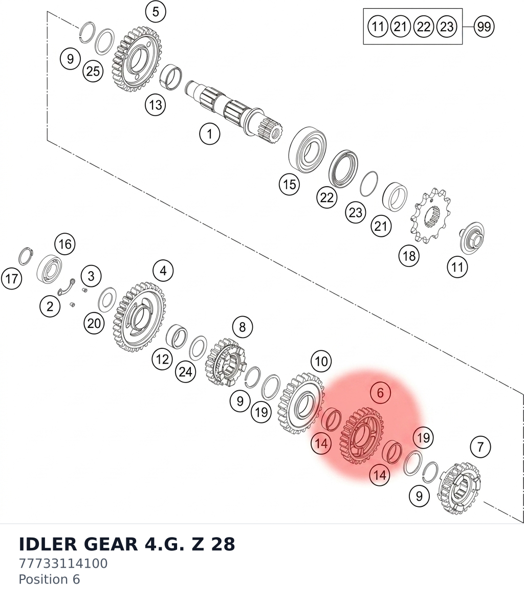 Diagram preview: IDLER GEAR 4.G. Z 28 (77733114100)