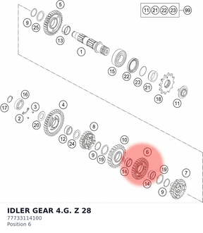 Diagram preview: IDLER GEAR 4.G. Z 28 (77733114100)
