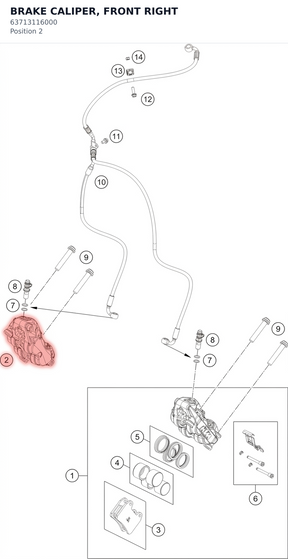 Diagram preview: BRAKE CALIPER, FRONT RIGHT (63713116000)