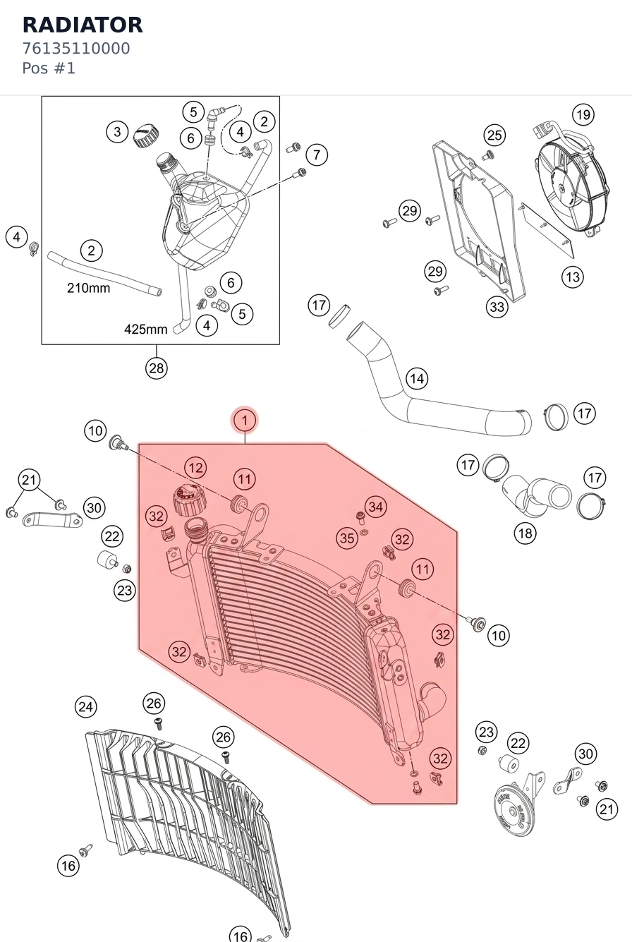 Diagram preview: RADIATOR (76135110000)