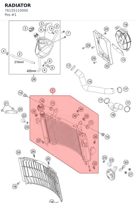 Diagram preview: RADIATOR (76135110000)
