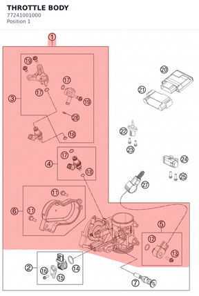 Diagram preview: THROTTLE BODY (77241001000)