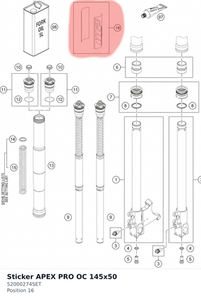 Diagram preview: Sticker APEX PRO OC 145x50 (52000274SET)